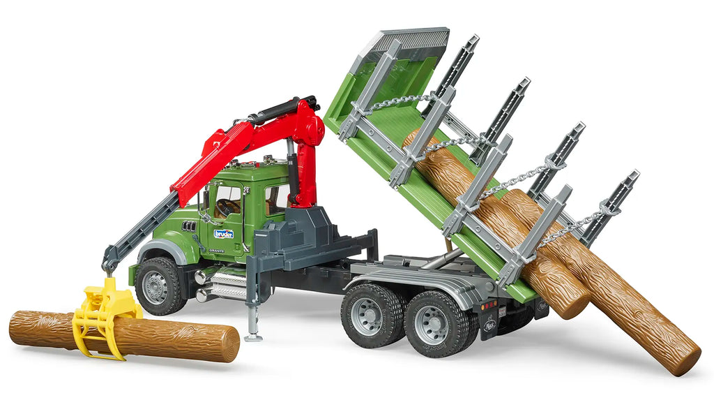 BRUDER MACK Granite Timber Truck with 3 Trunks - TOYBOX Toy Shop