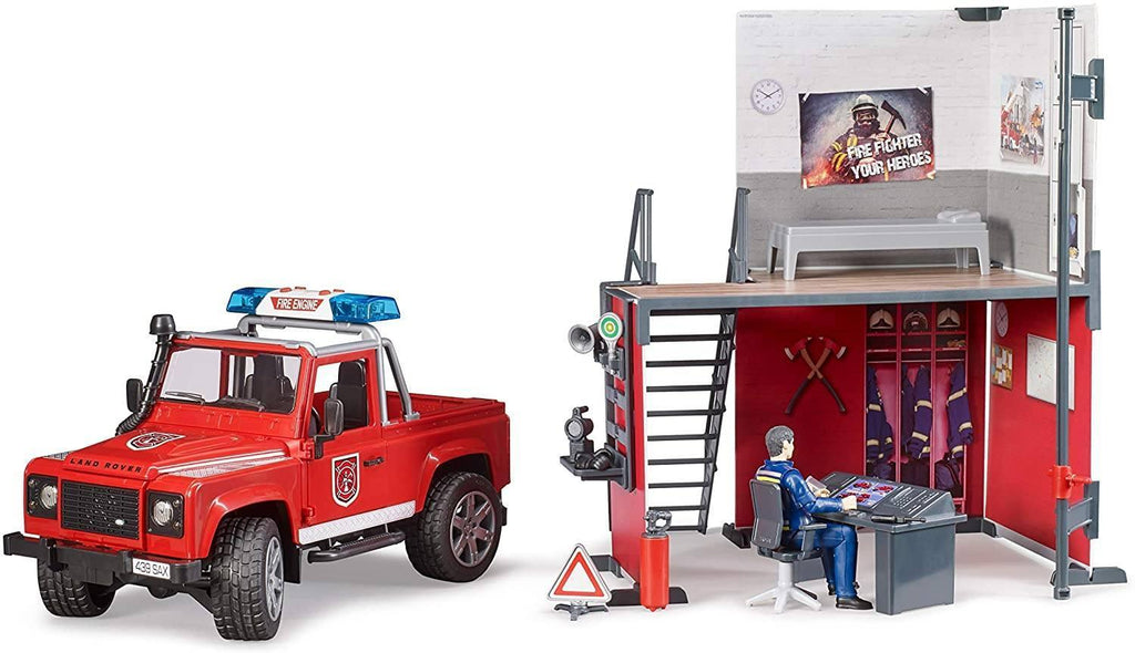 BRUDER 62701 Fire Station With Land Rover Defender - TOYBOX Toy Shop