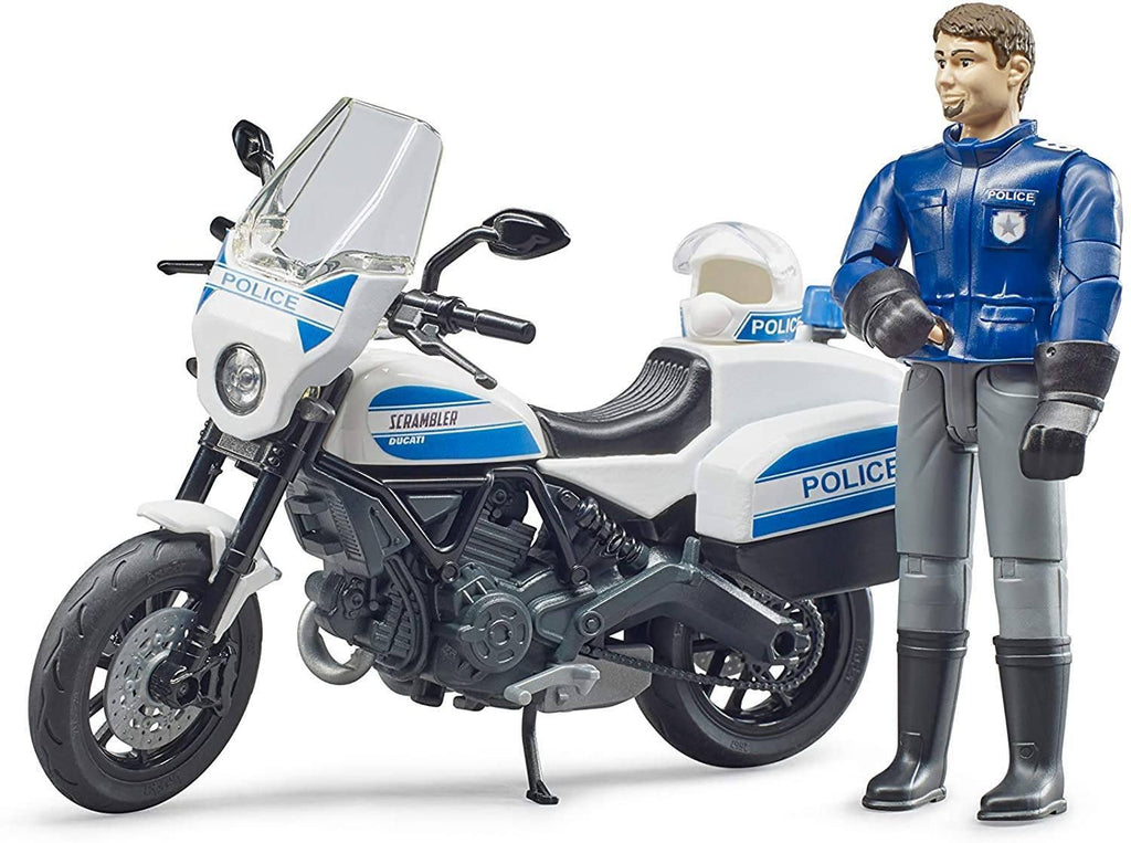 BRUDER Bworld Scrambler Ducati Police Motorbike and Policeman - TOYBOX Toy Shop