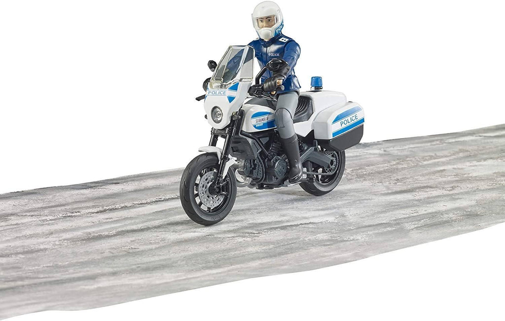 BRUDER 62731 Bworld Scrambler Ducati Police Motorbike and Policeman - TOYBOX Toy Shop