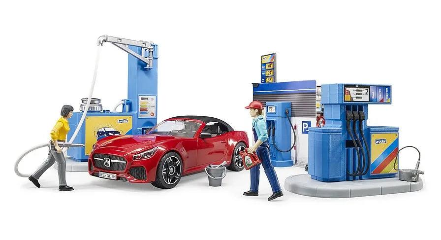 BRUDER Bworld Filling Station with Vehicle and Car Wash - TOYBOX