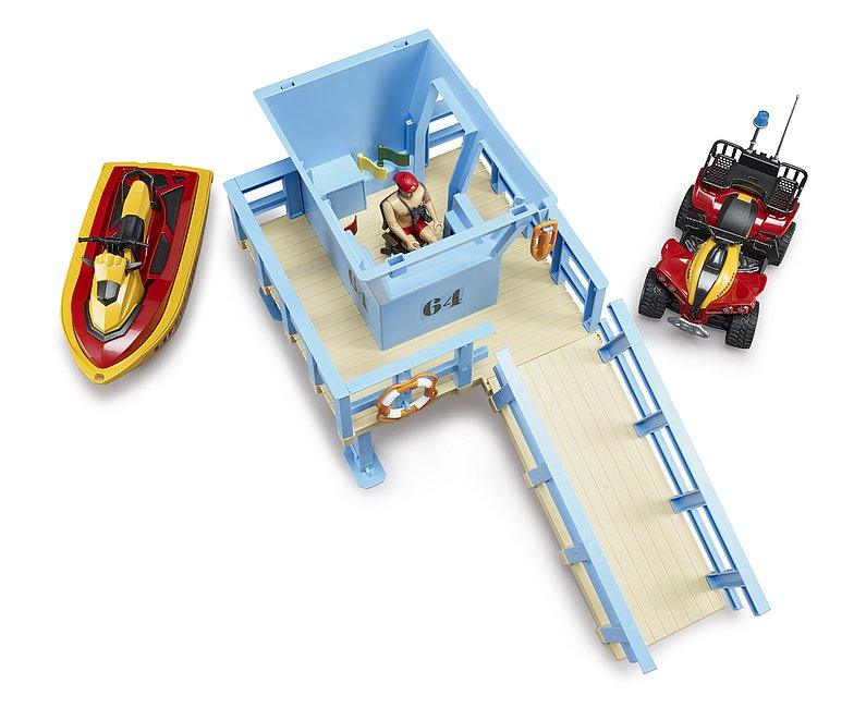 BRUDER Bworld Lifeguard Station With Quad Bike And Personal Watercraft - TOYBOX Toy Shop