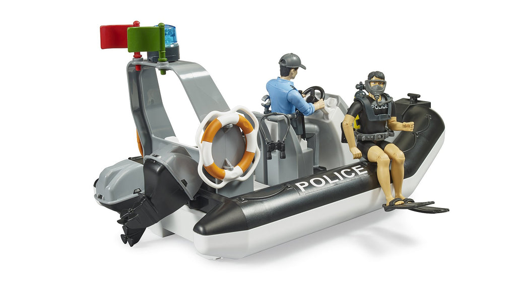 BRUDER bworld Police Boat with Rotating Beacon Light - TOYBOX Toy Shop
