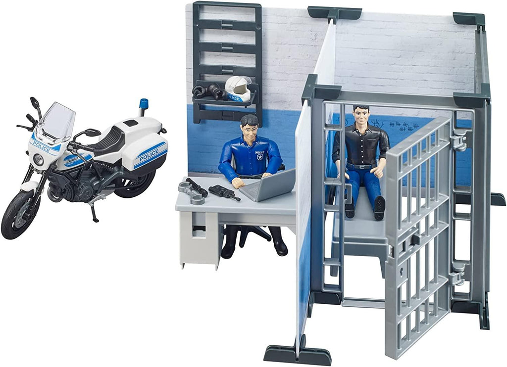 BRUDER Bworld Police Station with Police Motorcycle - TOYBOX