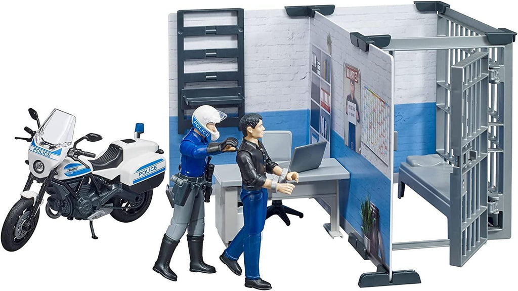 BRUDER Bworld Police Station with Police Motorcycle - TOYBOX