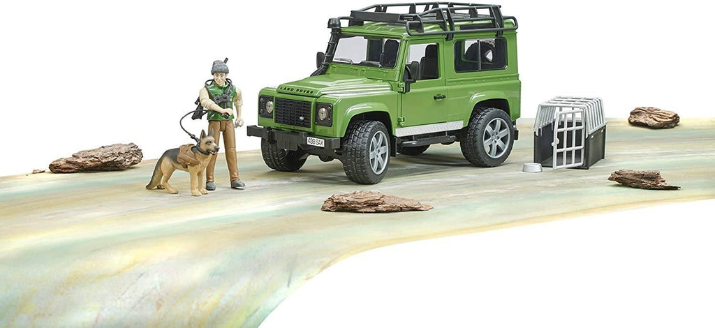 BRUDER Land Rover Defender With Forester And Dog - TOYBOX