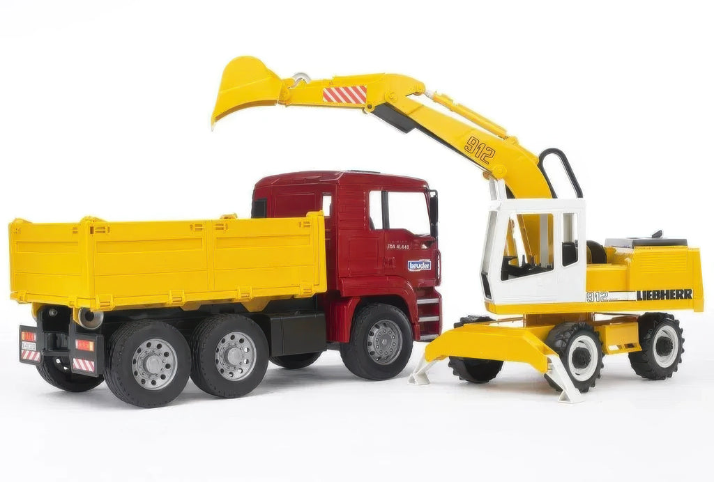 BRUDER MAN TGA Truck and Liebherr Excavator - TOYBOX Toy Shop