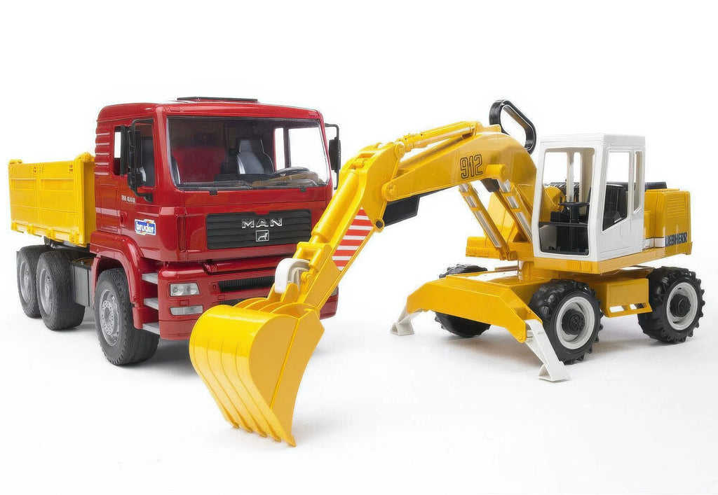 BRUDER MAN TGA Truck and Liebherr Excavator - TOYBOX Toy Shop