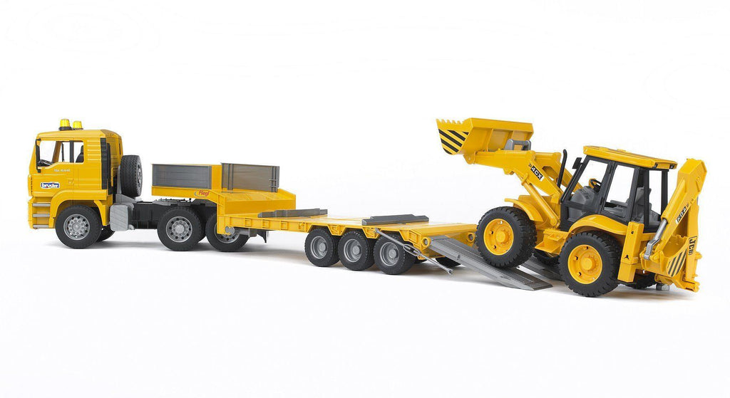 Bruder MAN TGA Low loader truck with JCB Backhoe loader - TOYBOX Toy Shop