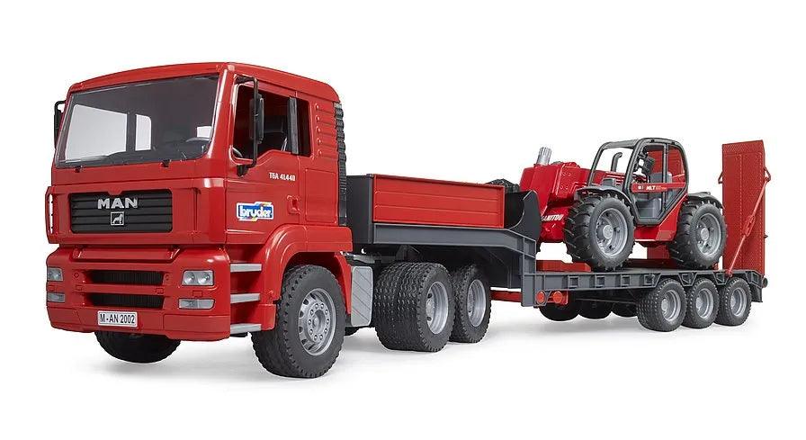 BRUDER MAN TGA Truck with Low Loader Trailer and Manitou Telehandler - TOYBOX
