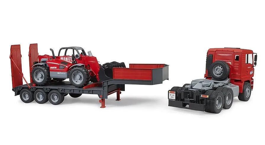 BRUDER MAN TGA Truck with Low Loader Trailer and Manitou Telehandler - TOYBOX Toy Shop