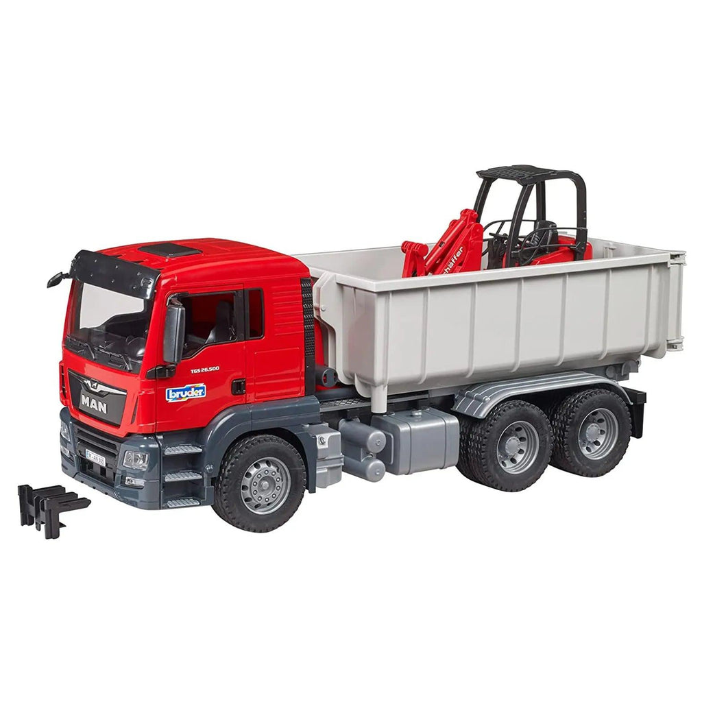 BRUDER MAN TGS Truck With Roll-Off Container And Schäffer Yard Loader - TOYBOX Toy Shop