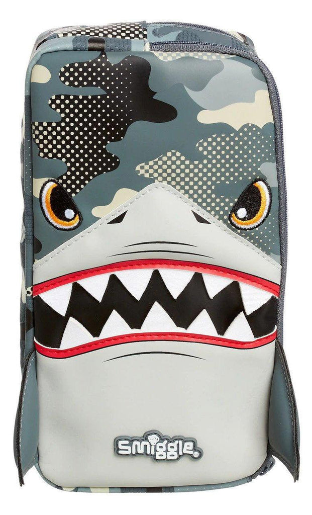 SMIGGLE Budz Character Two Pocket Pencil Case - Grey Shark - TOYBOX Toy Shop