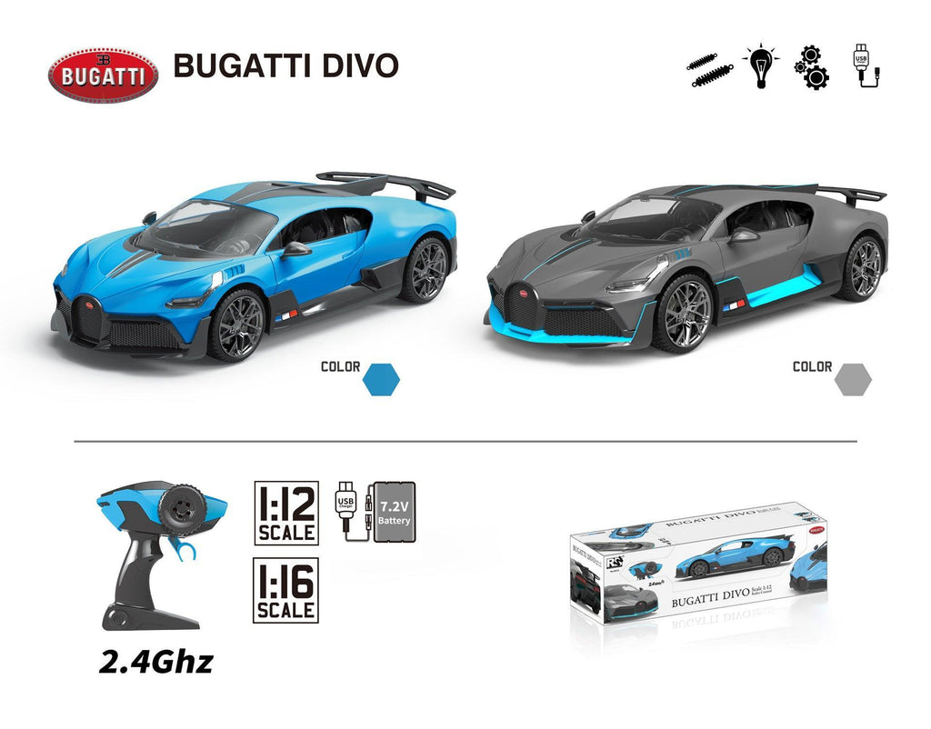 BUGATTI Divo Remote Control Car with Lights 1:16 Scale - Assortment - TOYBOX Toy Shop