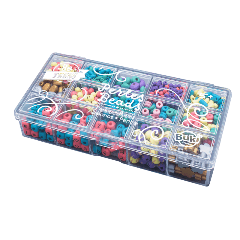 BUKI France Box of Wooden Beads – Colours - TOYBOX Toy Shop