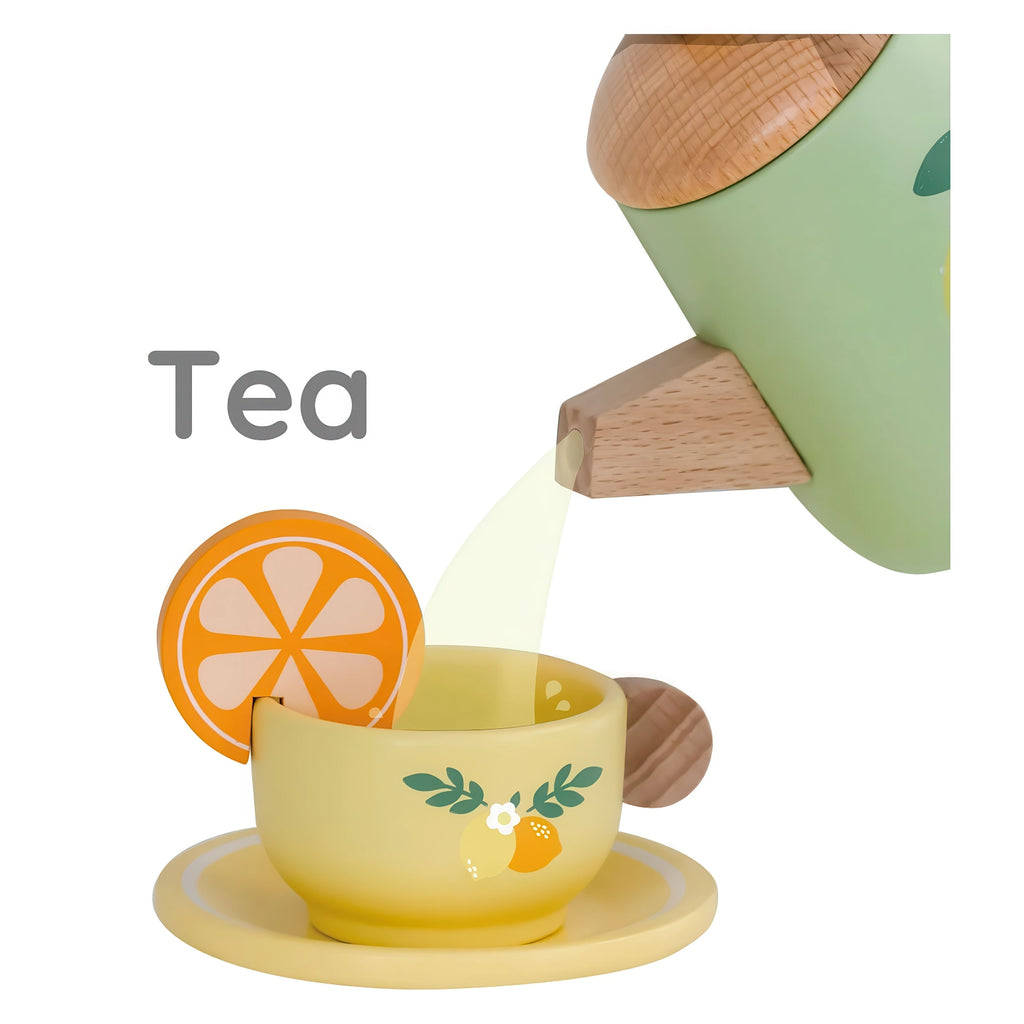 Classic World Wooden Vintage Tea Set with Serving