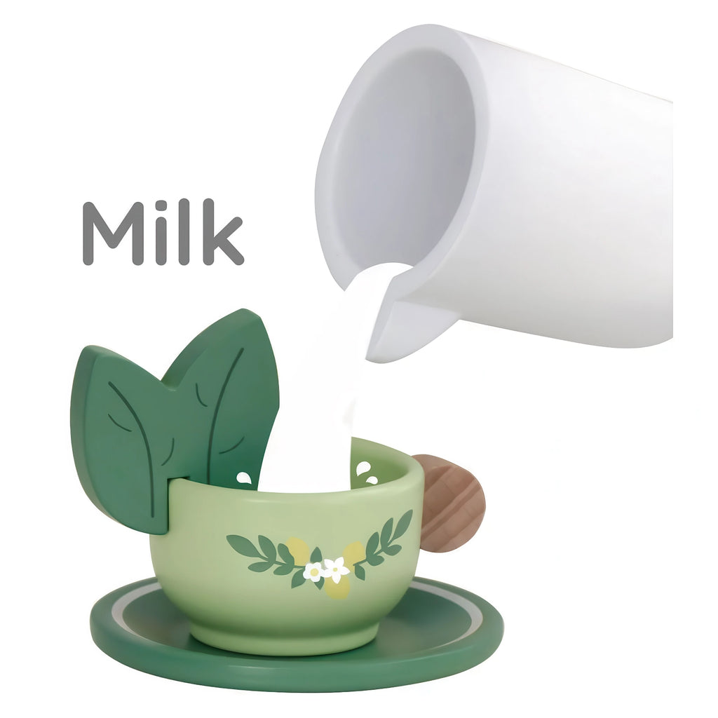 Classic World Wooden Vintage Tea Set with Serving