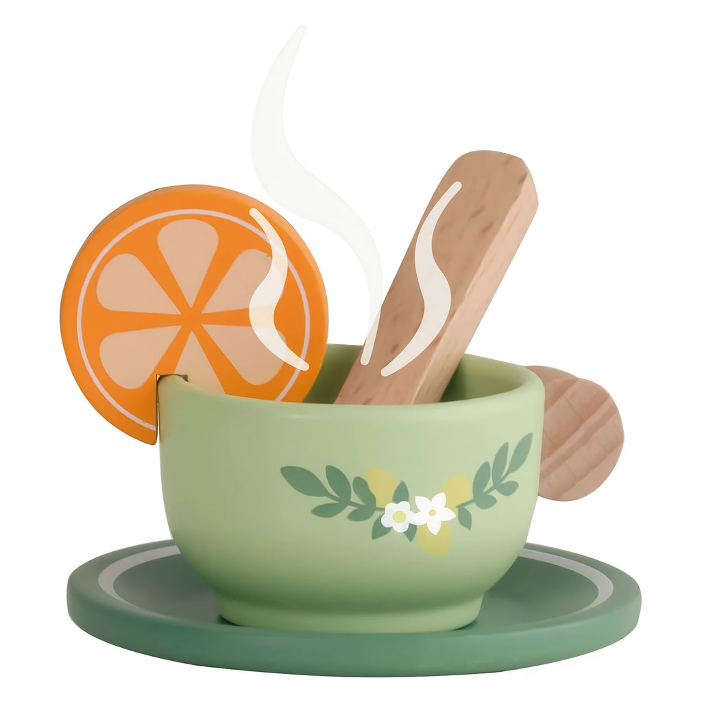 Classic World Wooden Vintage Tea Set with Serving