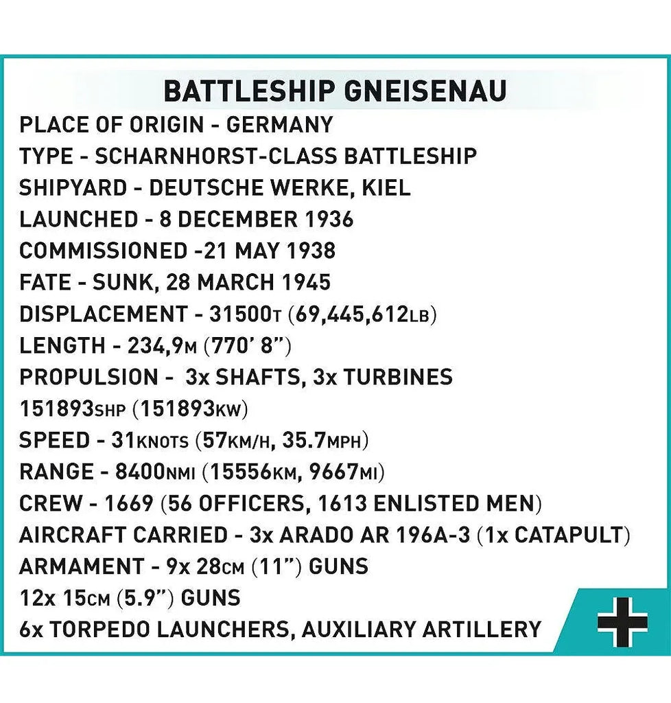 COBI Battleship Gneisenau Model Kit