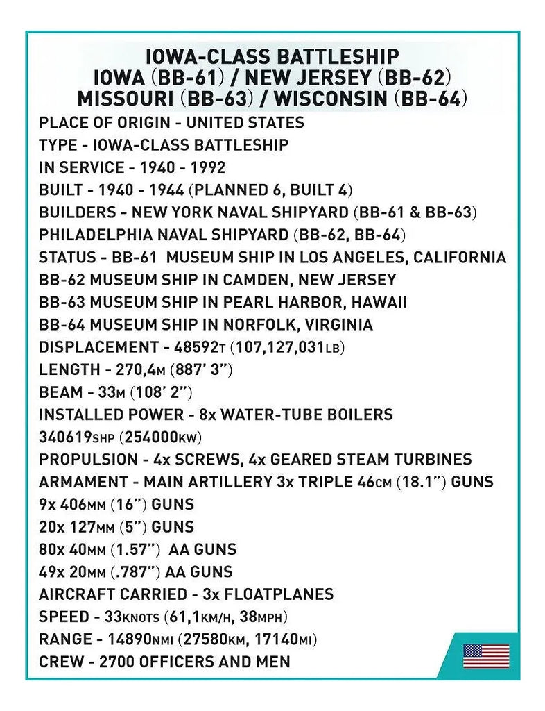 COBI Iowa-class Battleship (4in1) Executive Edition