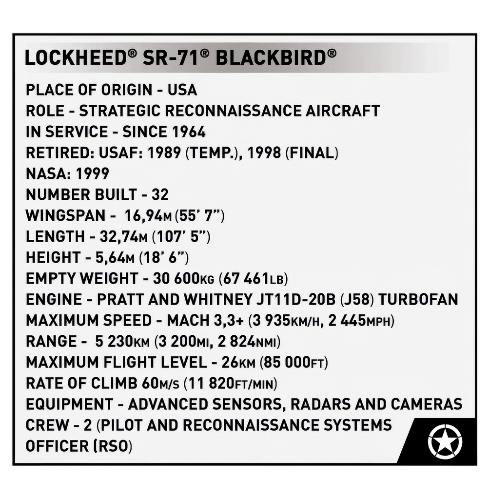 COBI Lockheed Sr-71 Blackbird Executive Model Kit