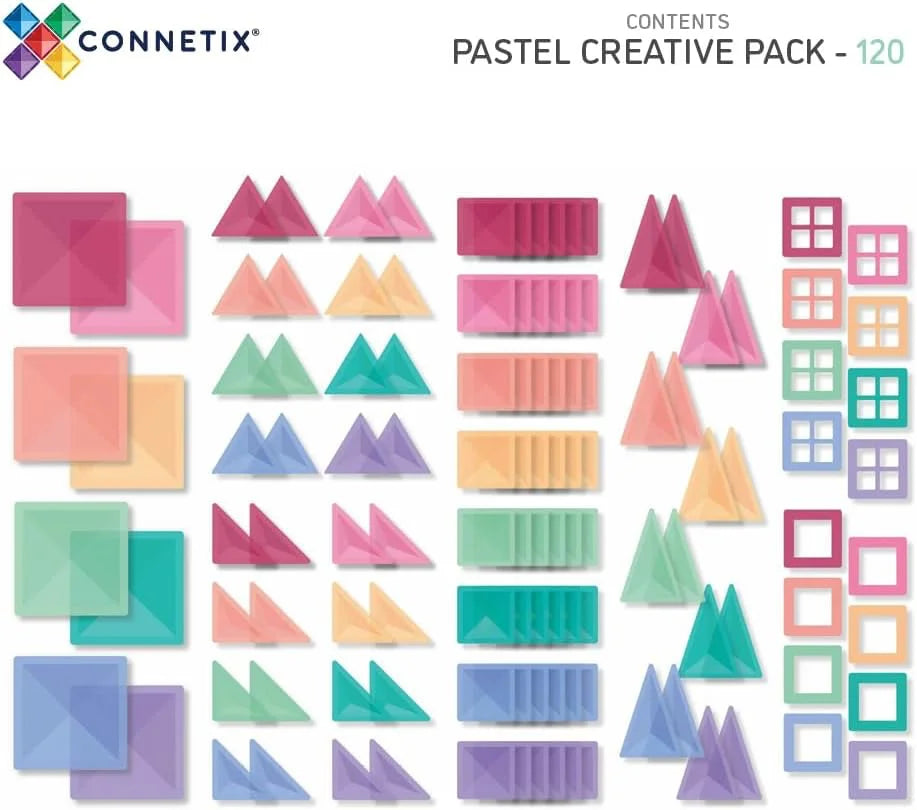 Connetix Pastel Magnetic Tiles Creative pack 120 pc - TOYBOX Toy Shop