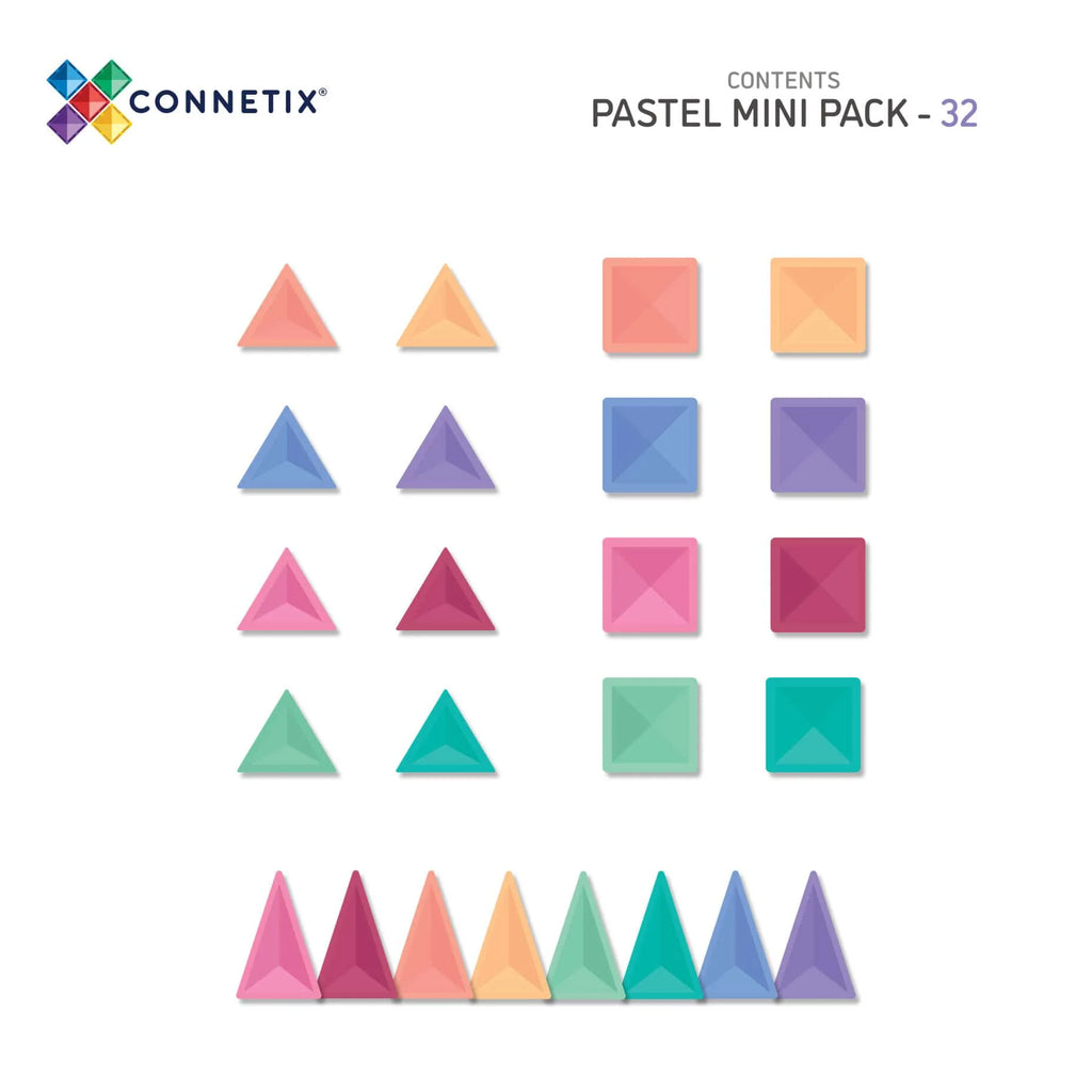 Connetix Magnetic Tiles Pastel Mini Pack 32 pc - TOYBOX Toy Shop