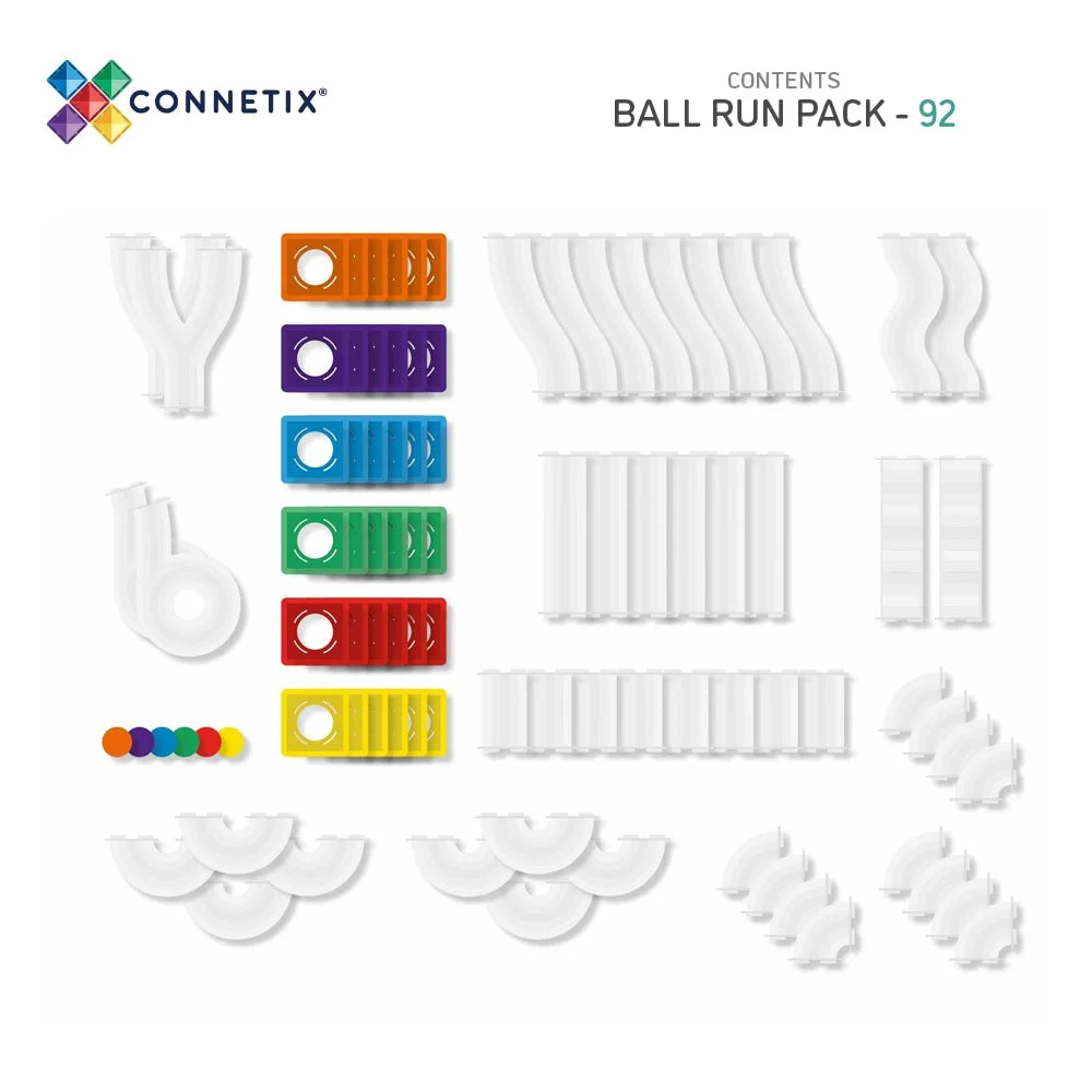 Connetix Magnetic Tiles Rainbow Ball Run Pack 92 pc - TOYBOX Toy Shop