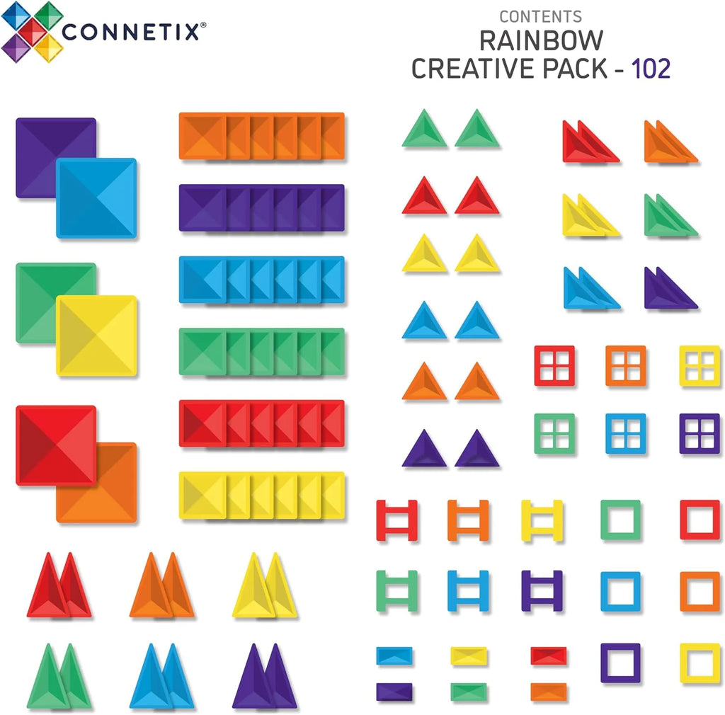 Connetix Magnetic Tiles Rainbow Creative Pack 102 pc - TOYBOX Toy Shop