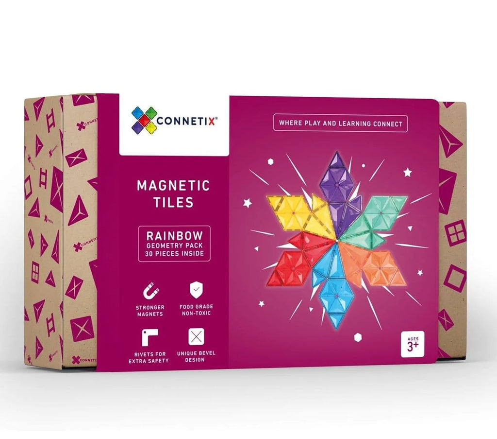 Connetix Magnetic Tiles Rainbow Geometry Pack 30 pc - TOYBOX Toy Shop