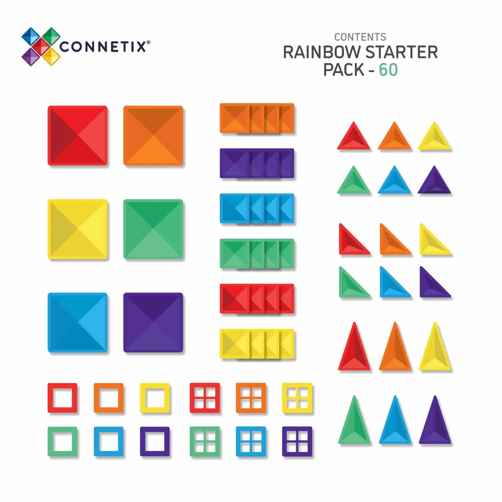 Connetix Magnetic Tiles Rainbow Starter Pack 60 pc - TOYBOX Toy Shop