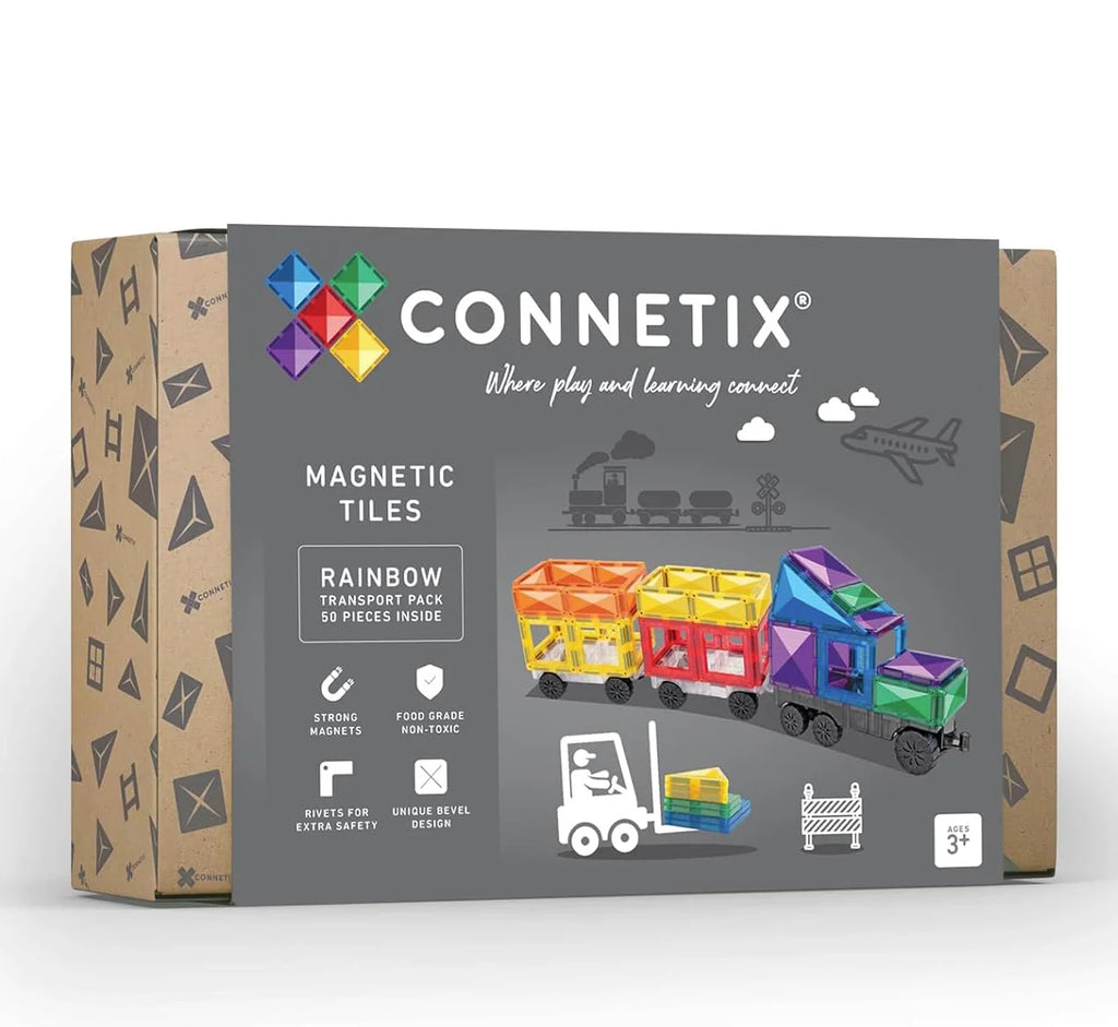 Connetix Magnetic Tiles Rainbow Transport Pack 50 pc - TOYBOX Toy Shop