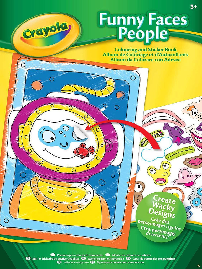 Crayola Funny Faces People Colouring & Sticker Book - Assorted - TOYBOX Toy Shop