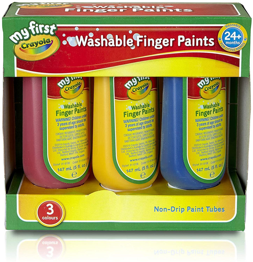 Crayola Kids Washable Finger Paint, Pack of 3 - TOYBOX