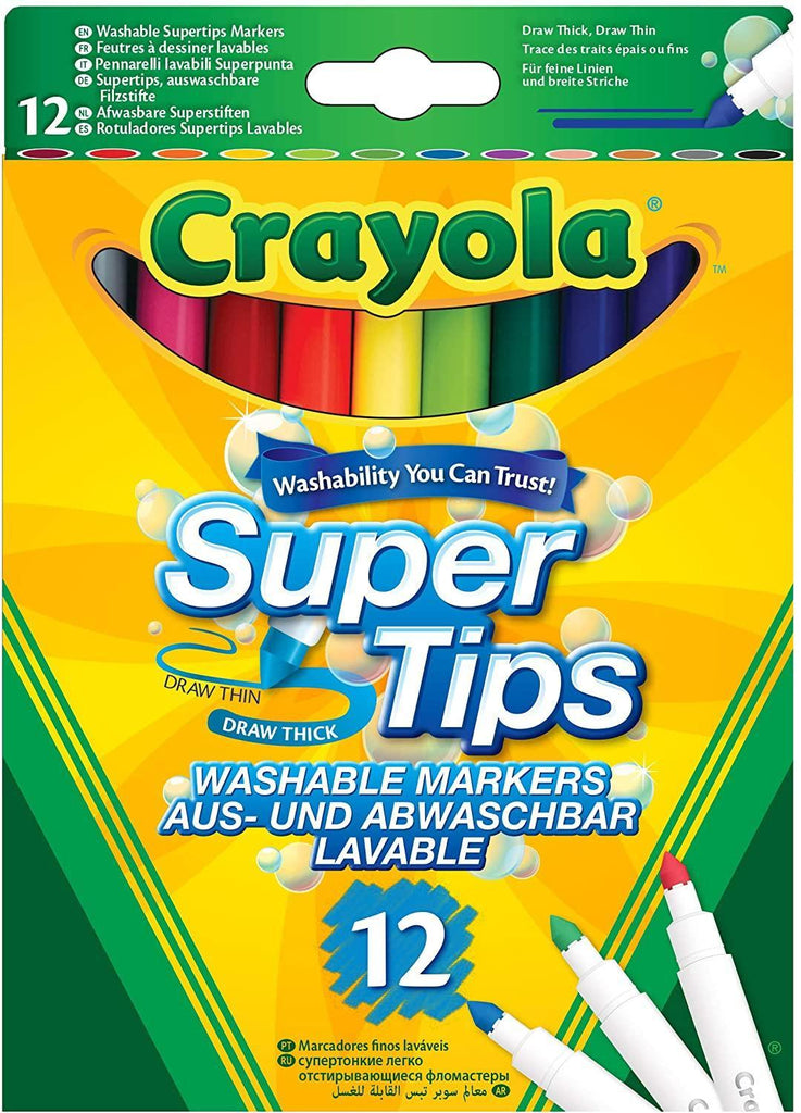 Crayola SuperTips Washable Felt Tip Colouring Pens, Pack of 12 - TOYBOX Toy Shop