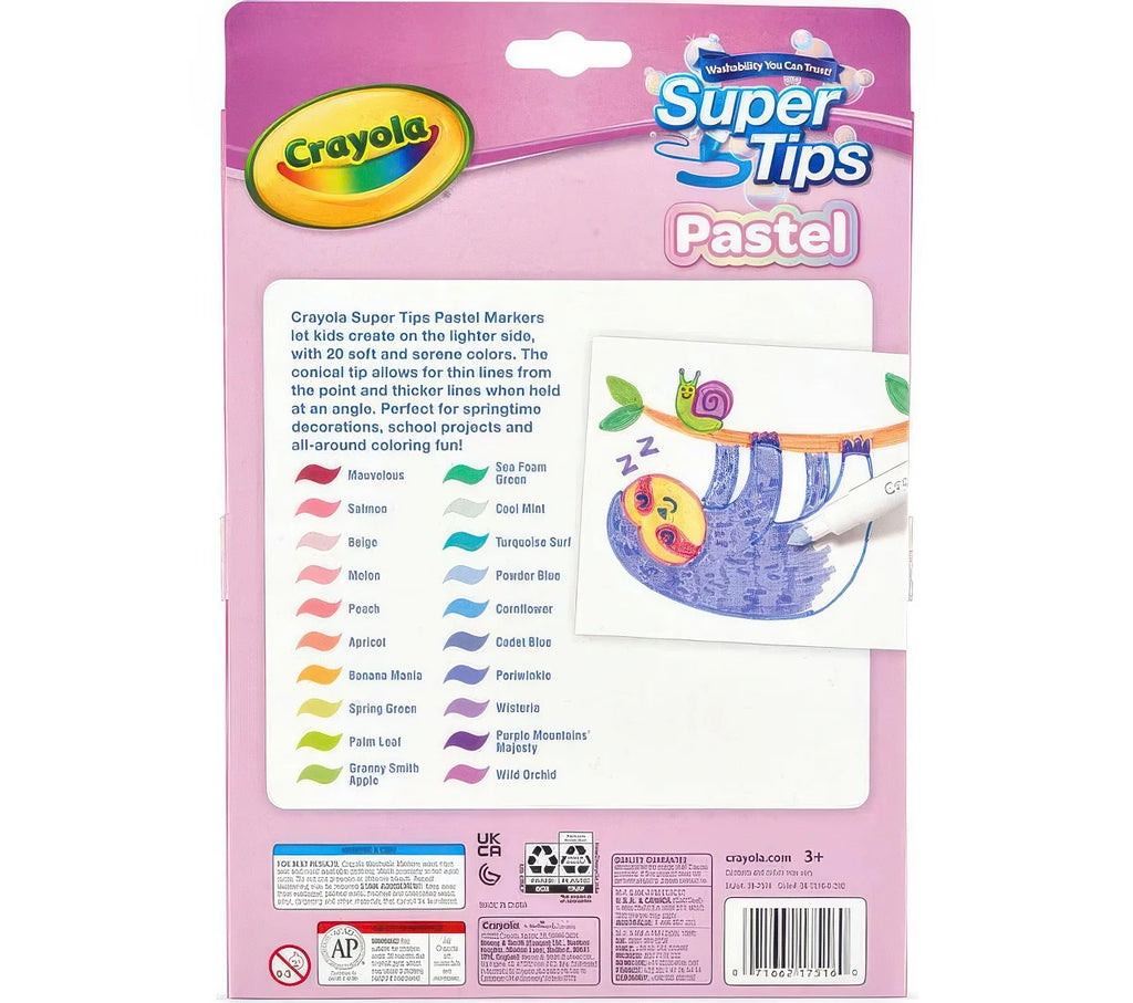 Crayola Washable Super Tips Pastel Markers 20 Count - TOYBOX Toy Shop