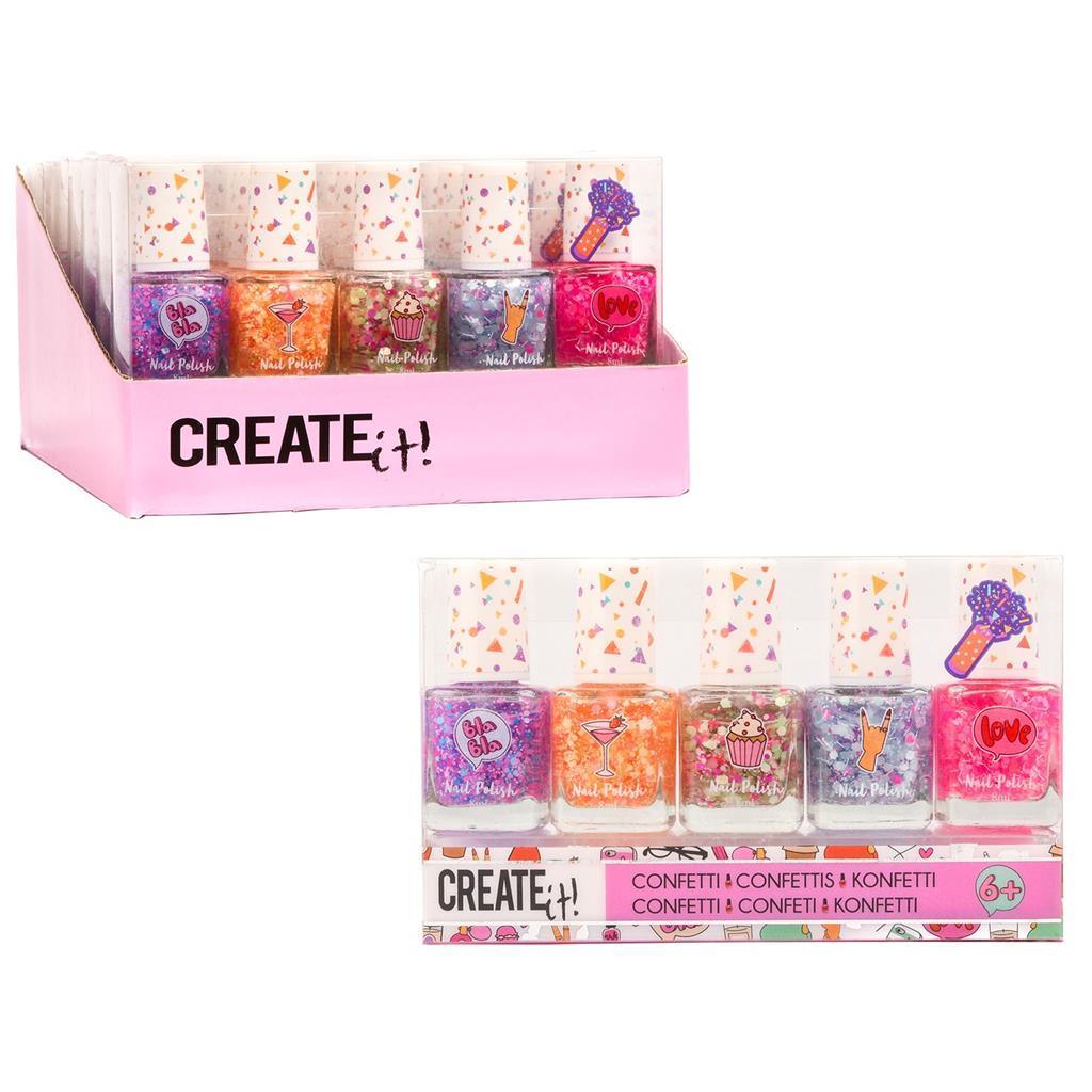 Create It! Confetti Nail Polish - 5 Pack - TOYBOX Toy Shop