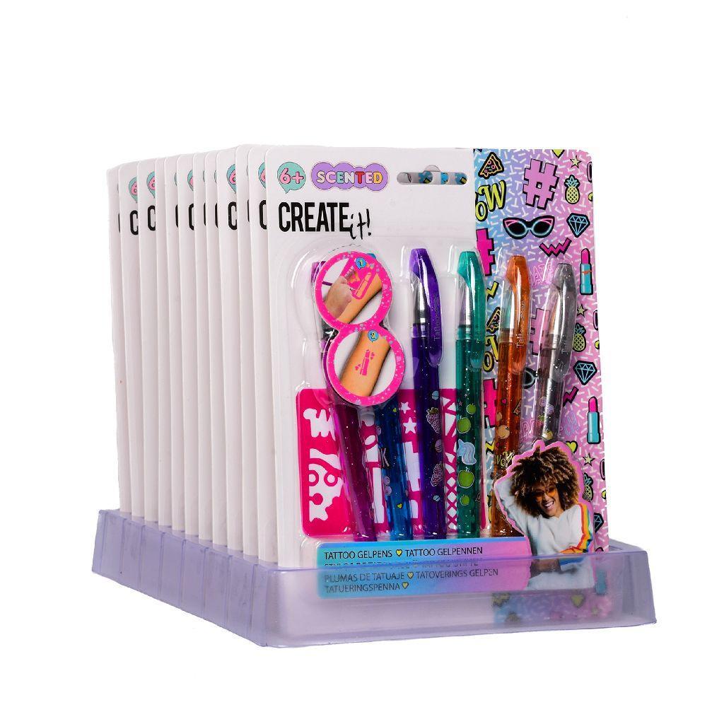 Create It! Tattoo Scent Pen 6 Pack & 2 Stencils - TOYBOX Toy Shop
