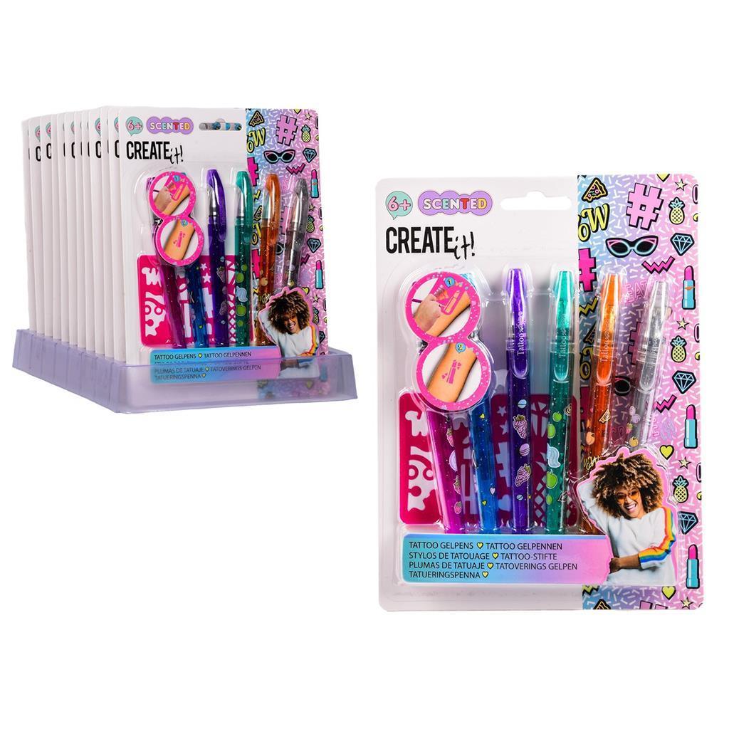 Create It! Tattoo Scent Pen 6 Pack & 2 Stencils - TOYBOX Toy Shop