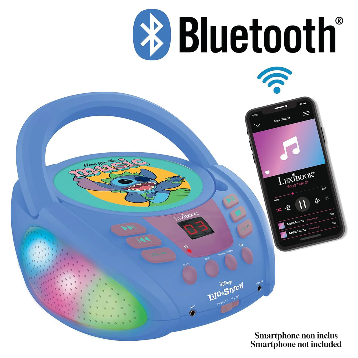 Disney Stitch Bluetooth Cd Player with Lights | Buy Online at