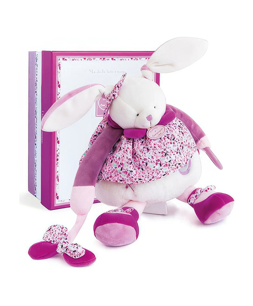 Doudou et Compagnie Cerise the Pink Rabbit Activity Soft Toy - 30 cm - TOYBOX Toy Shop