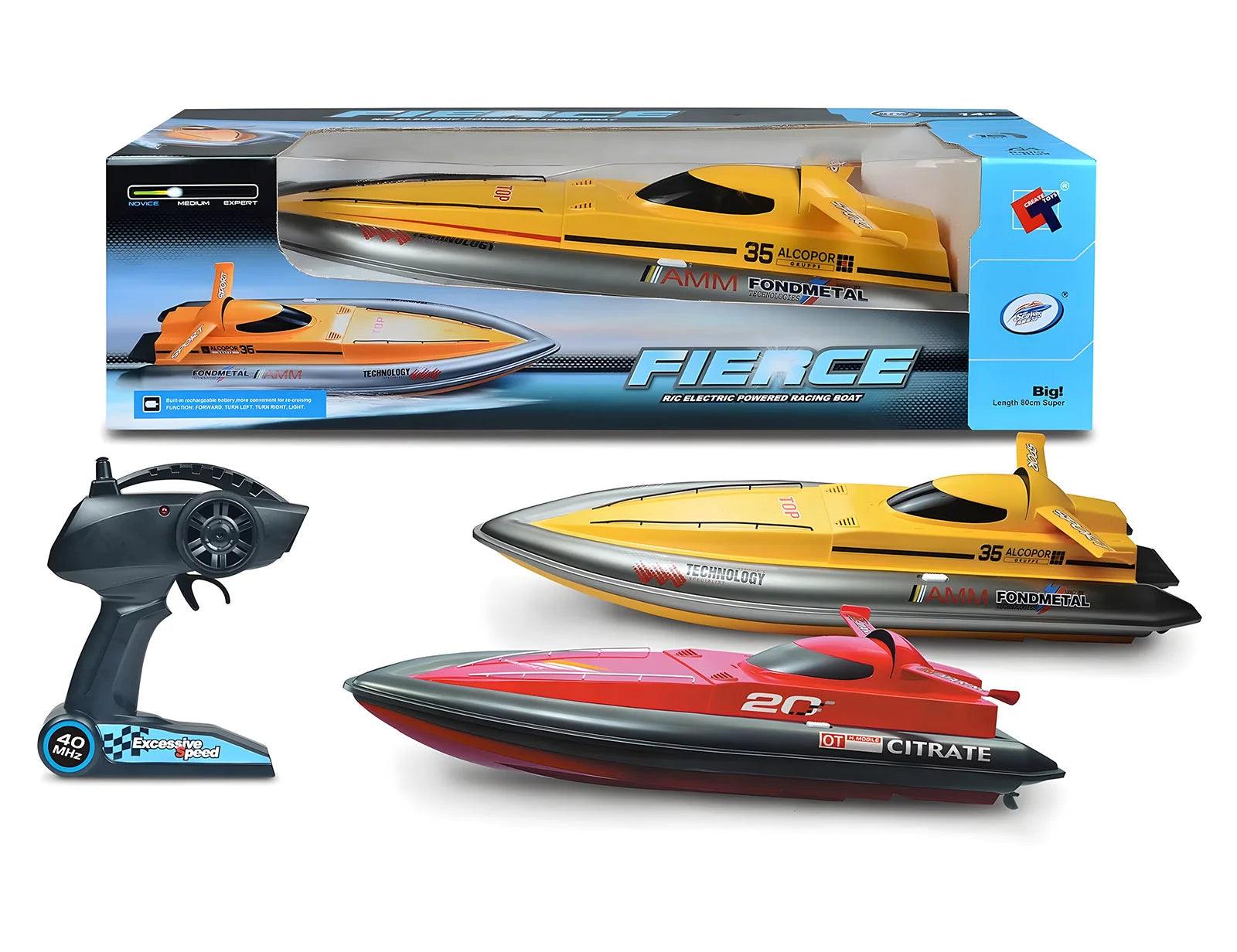 FIERCE Super Large Size Remote Controlled Racing Speedboat 80cm TOYBOX