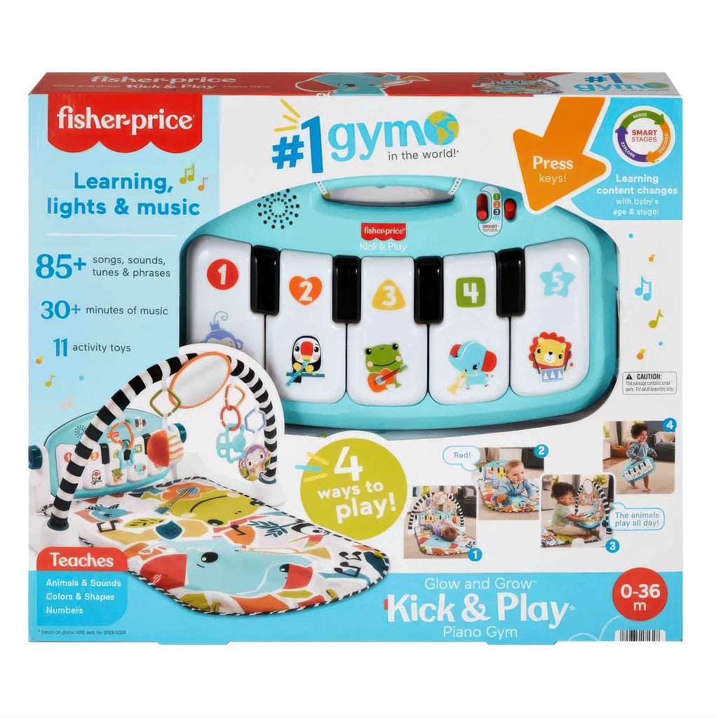 Fisher-Price Baby Activity Mat Glow and Grow Kick & Play Piano Gym