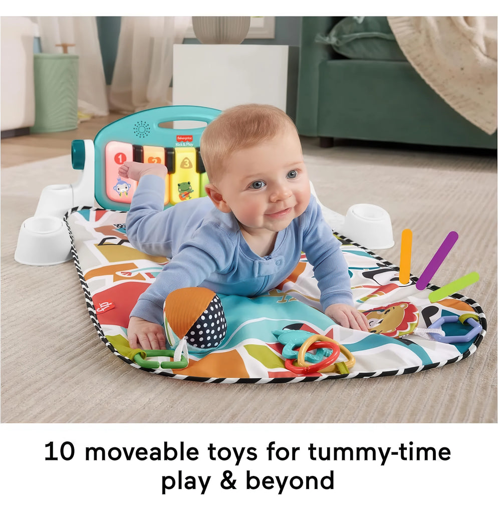 Fisher-Price Baby Activity Mat Glow and Grow Kick & Play Piano Gym