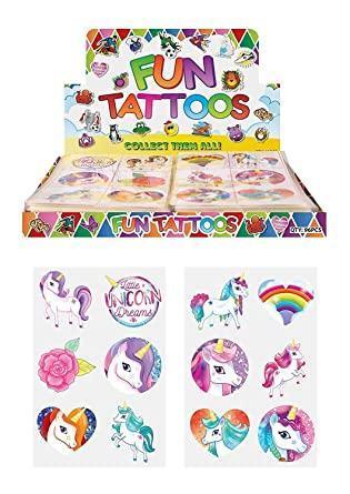 Fun Tattoos Mini 4cm Unicorn - 6 Pcs Per Card - Assorted - TOYBOX Toy Shop