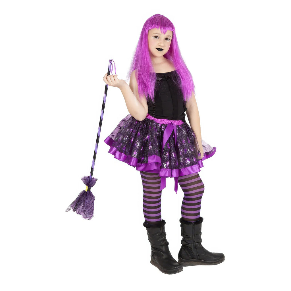 Purple Cobweb Witch Broom 85cm