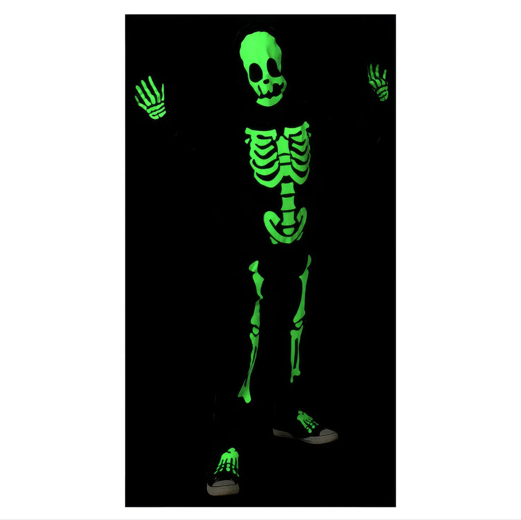 Glow In Dark Skeleton Costume with Red Bow - Size Large