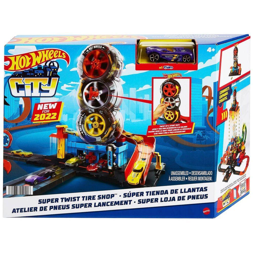 Hot Wheels City Super Twist Tire Shop Playset and Vehicle - TOYBOX Toy Shop