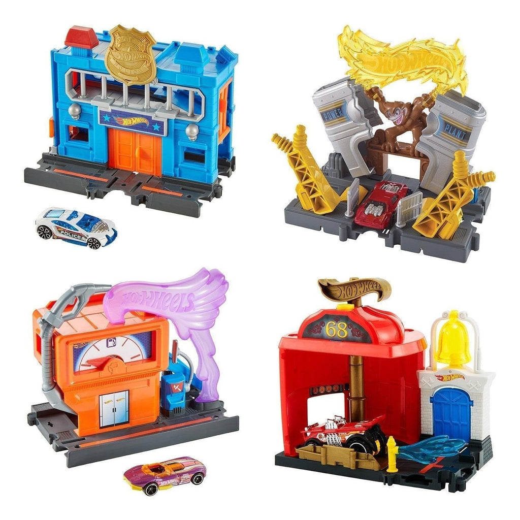 Hot Wheels City Downtown Fire Station Spinout Play Set 