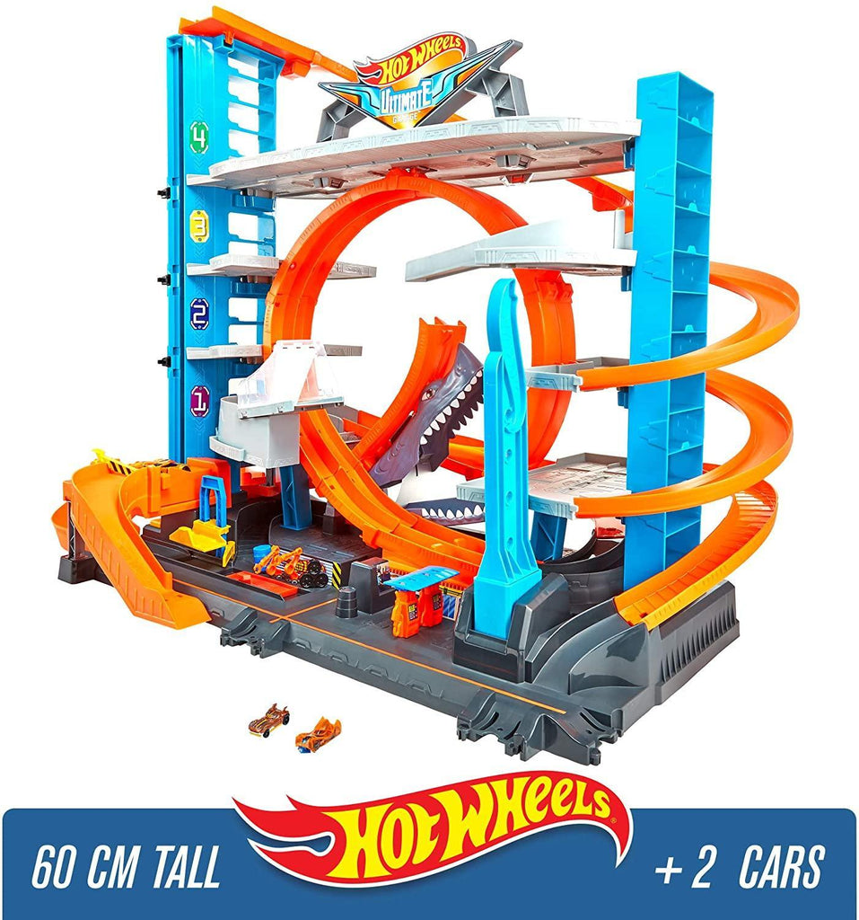 Hot Wheels FTB69 City Garage with Loops and Shark - TOYBOX